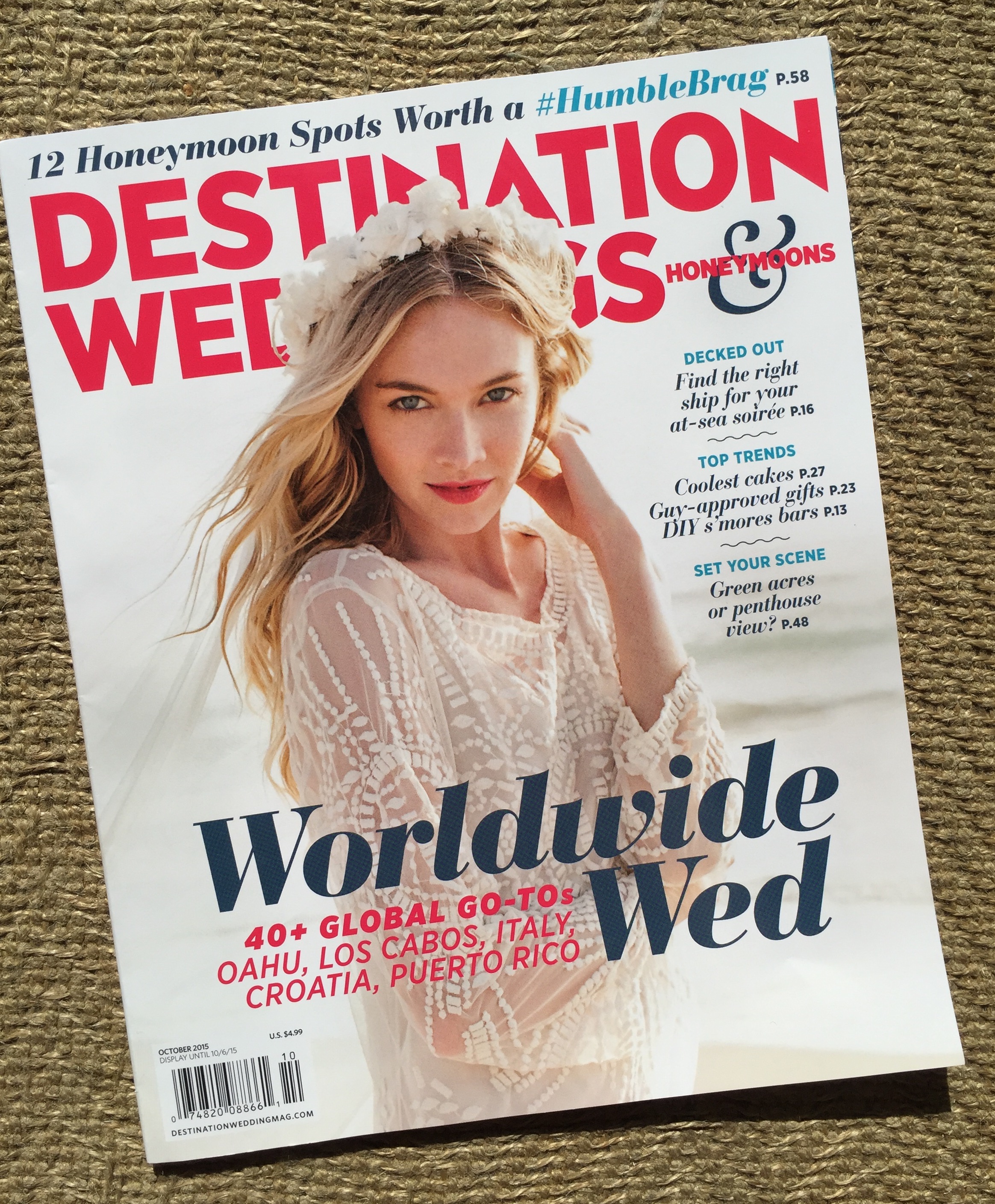 Published October 2015: Destination Weddings  and Honeymoons : Town and Country Magazine